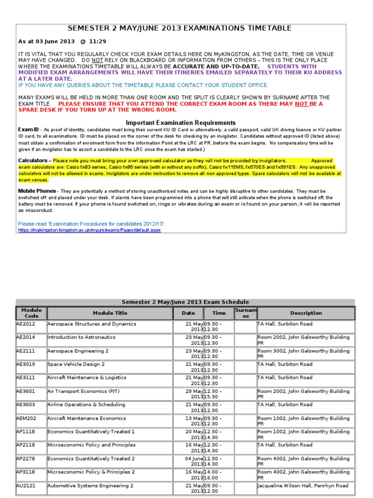 2012-13 Semester 2 Exams Schedule (1) | Pharmacology | Identity