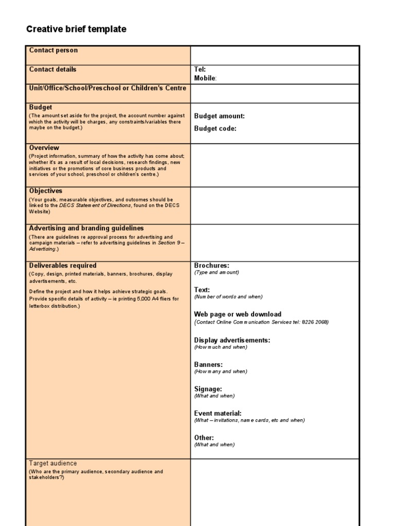 Creative Brief Template | PDF | Career &amp; Growth | Business