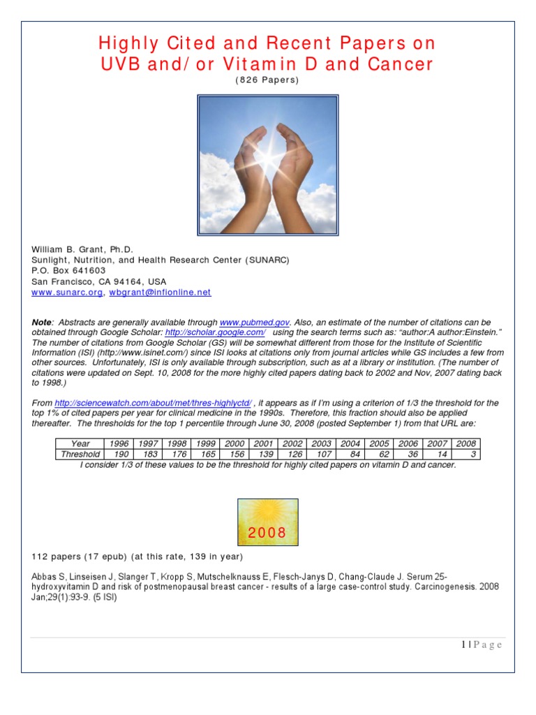 Vitamin D Cancer Studies PDF Vitamin D Cancer