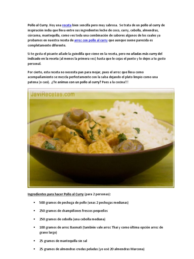 Pollo Al Curry | PDF | Curry | Alimentos