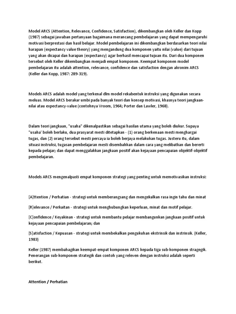 Memahami Model ARCS dalam Pendidikan | PDF