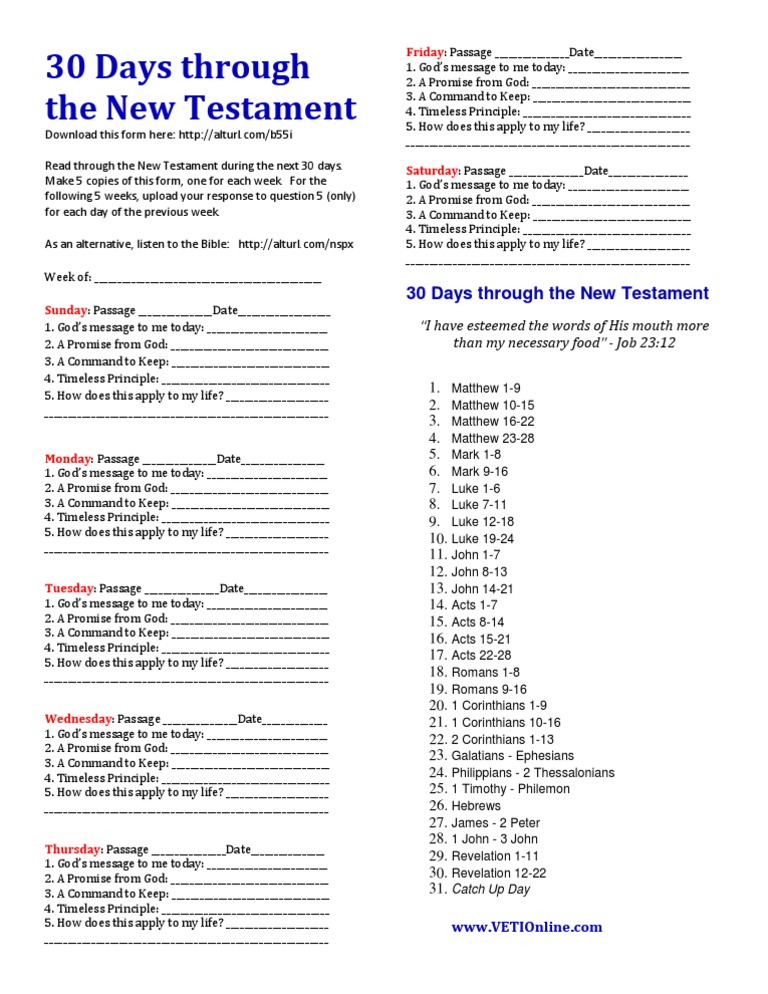 Read The New Testament In 30 Days Gospel Of Matthew New Testament