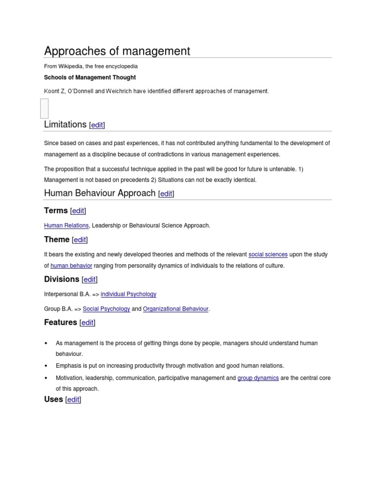 Overview of Management Approaches | PDF | System | Decision Making