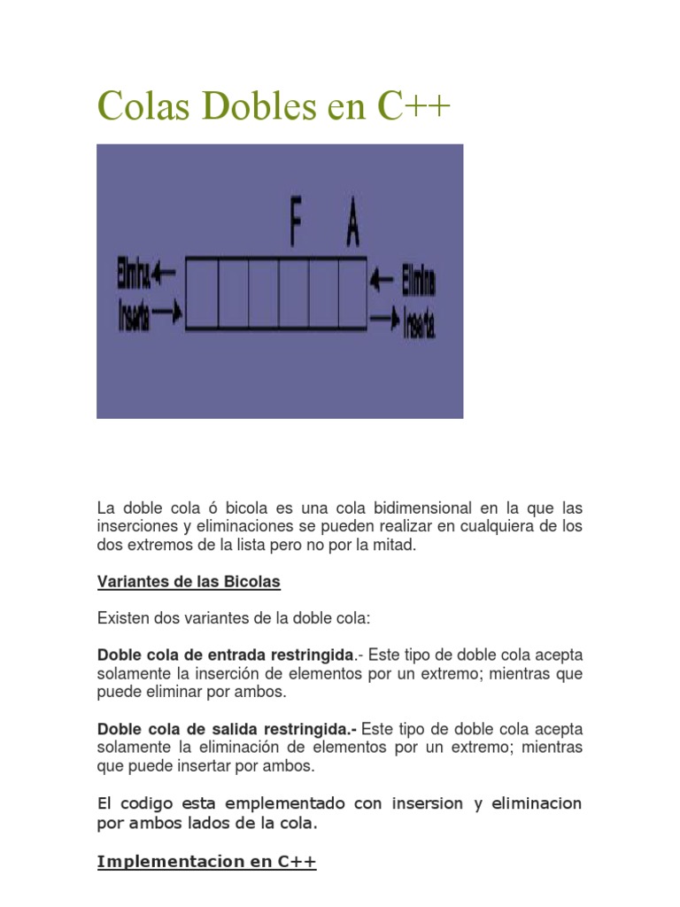 Colas Dobles en C | PDF | Cola (tipo de datos abstractos) | C