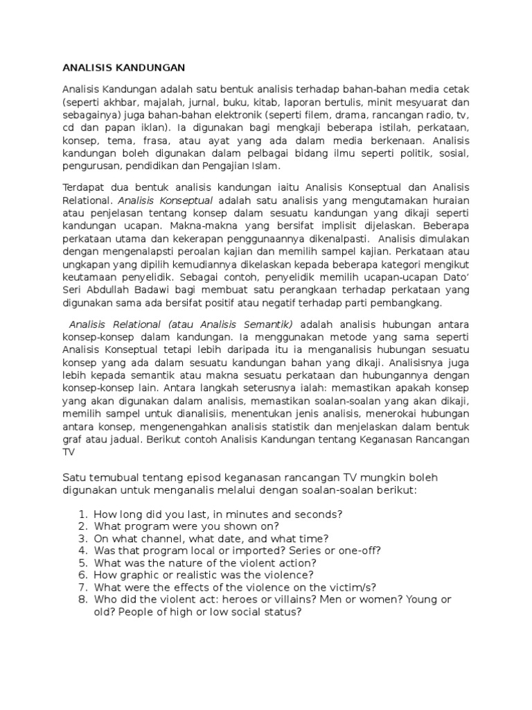 Metode Analisis Kandungan Pdf