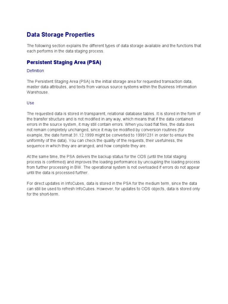 Understanding Persistent Staging Area (PSA) | PDF | Relational Database ...