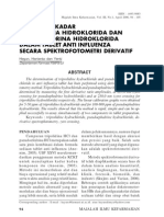 Penetapan Kadar Triprolidina Hidroklorida Dan Pseudoefedrina Hidroklorida Dalam Tablet Anti Influenza Secara Spektrofotometri Derivatif