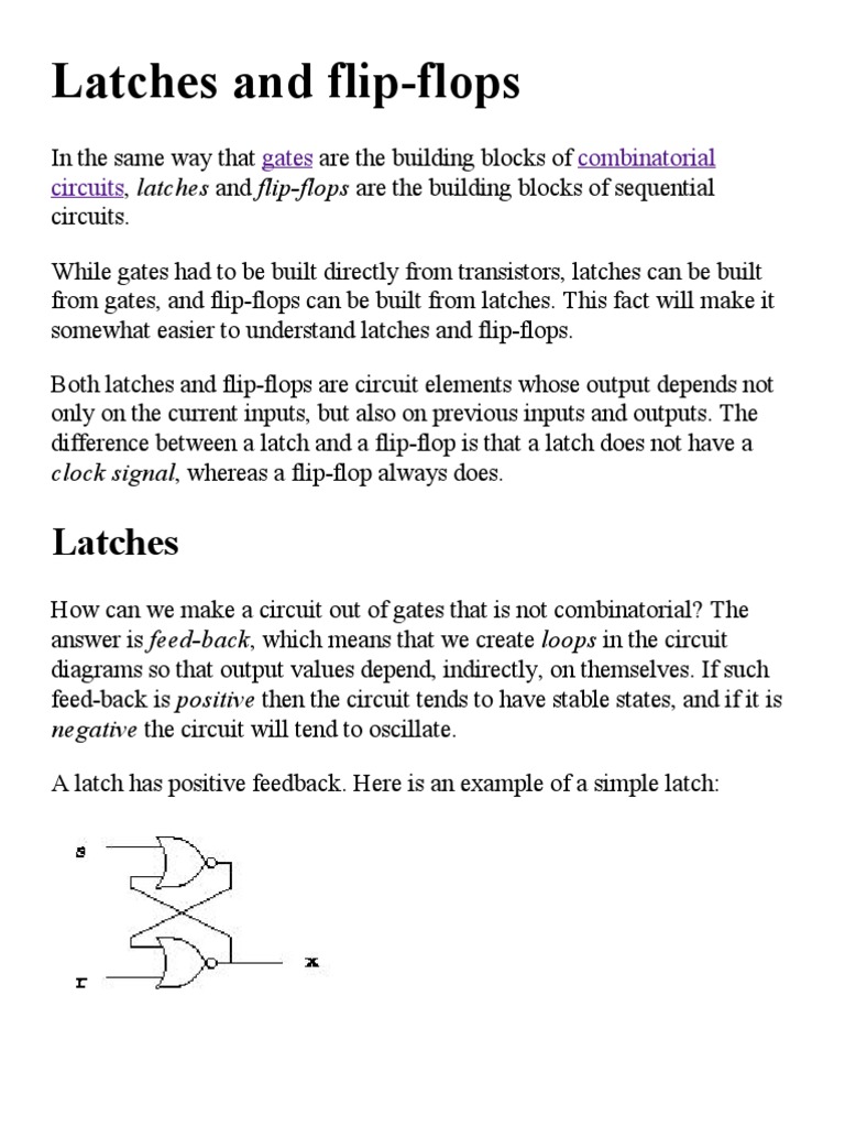 Latches and FlipFlops PDF Feedback Digital Electronics
