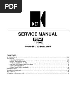 KEF PSW1000 Service Manual | PDF | Loudspeaker | Sound Production