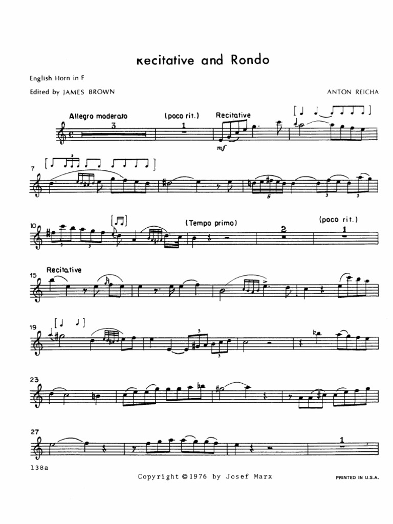 Reicha - Recitative and Rondo (English Horn and Piano) | PDF