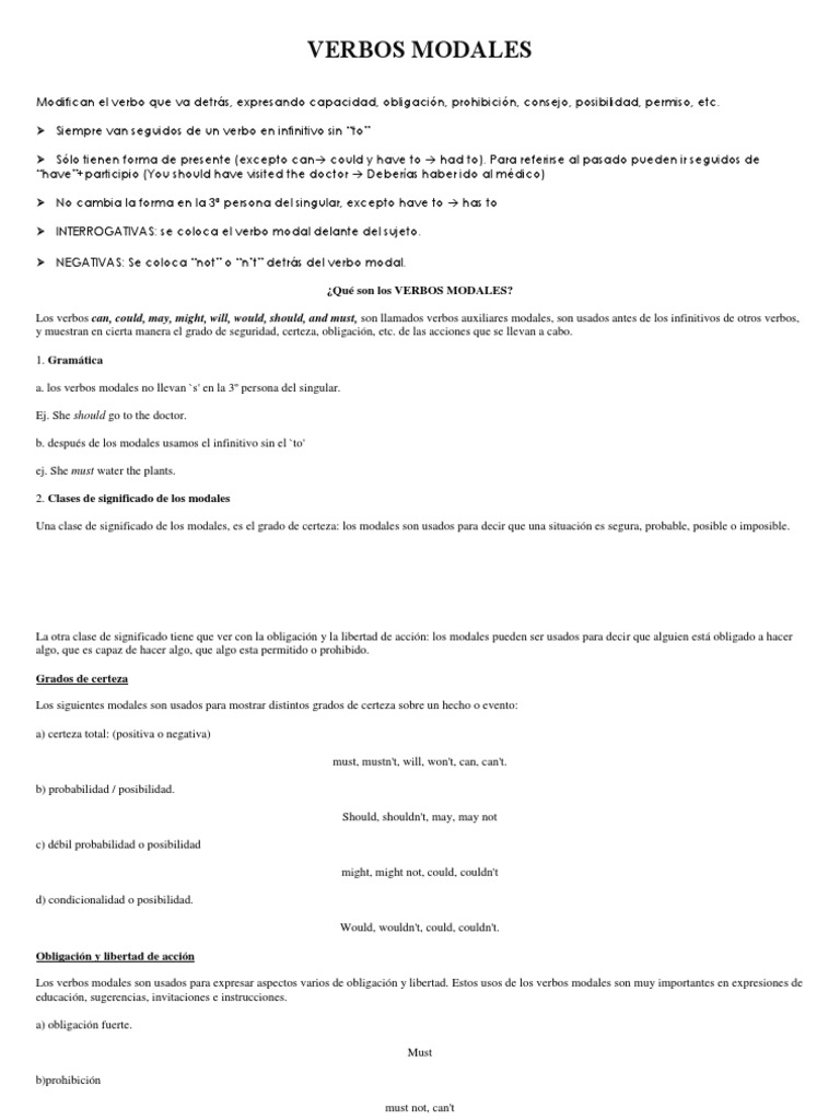 Reglas de los Verbos Modales | PDF | Verbo | Lingüística