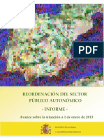 España. REORDENACIÓN DEL SECTOR  PÚBLICO AUTONÓMICO a 1 de enero de 2013