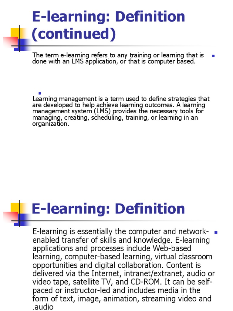 E Learning Definition PDF Educational Technology Moodle