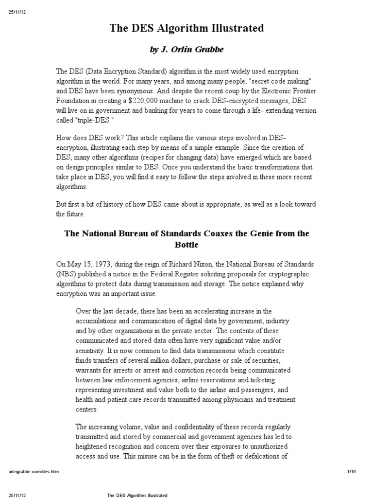 The DES Algorithm Illustrated | PDF | Cryptography | Encryption