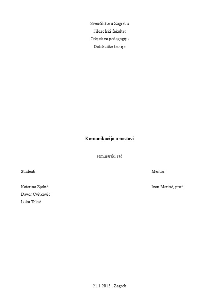 Komunikacija U Nastavi DP | PDF