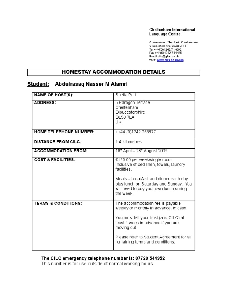 Homestay Details | PDF