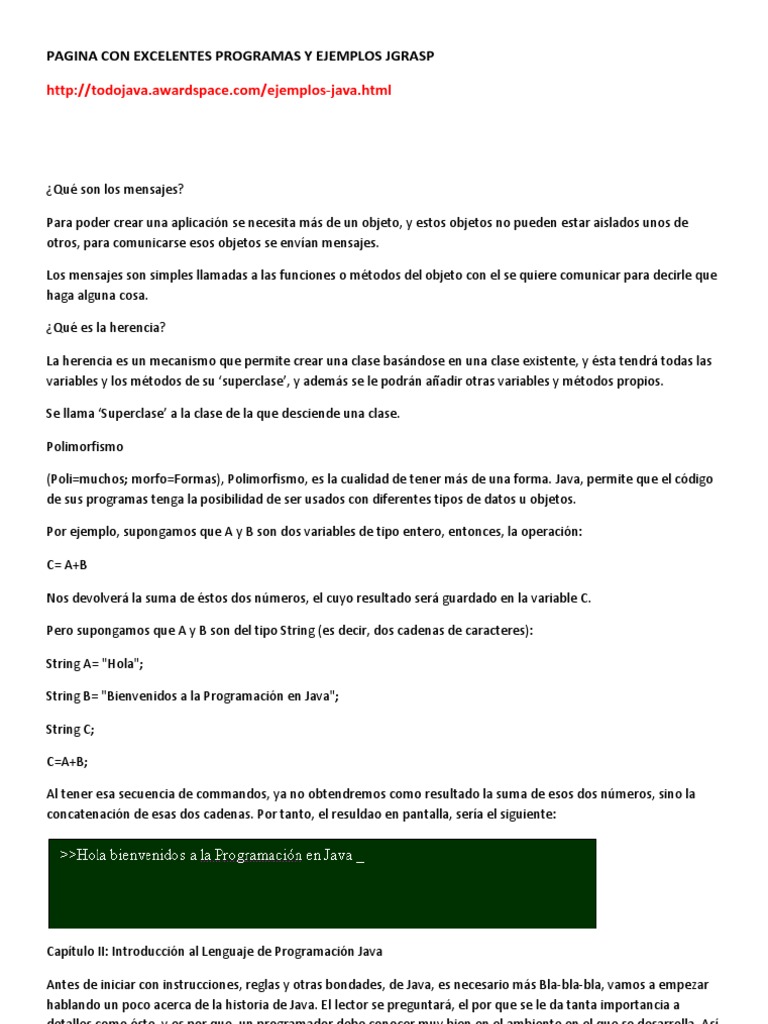 Ejemplos de Java en JGrasp | PDF | Java (lenguaje de programación ...