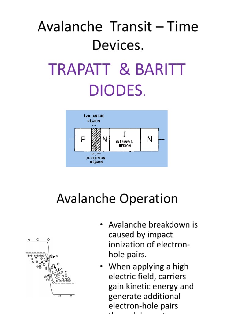 Avalanche Transit Time Devices. Trapatt & Baritt Diodes