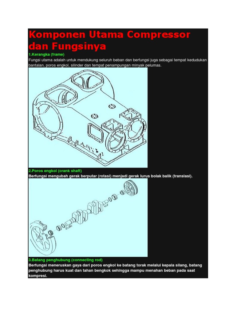 Komponen Utama Compressor Dan Fungsinya | PDF