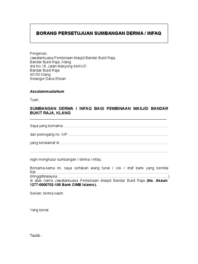 02-Borang Sumbangan Derma Infaq (Individu) | PDF
