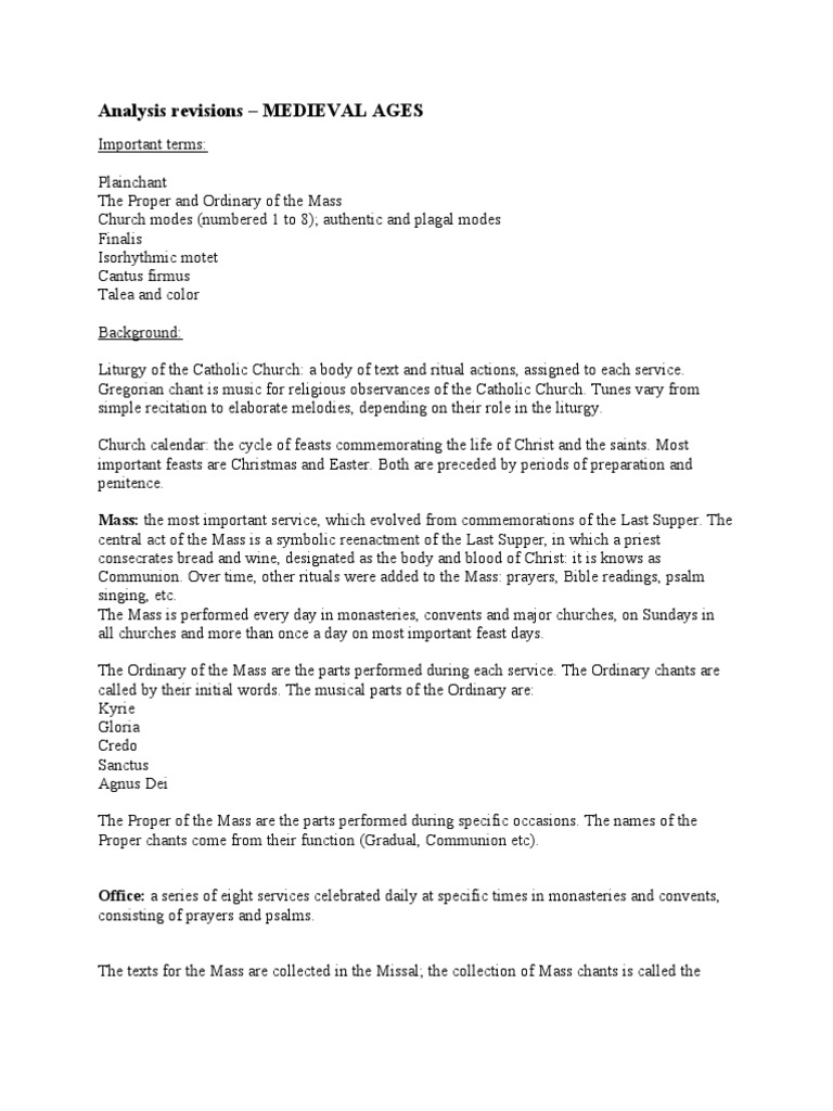 Medieval Ages Plainchant 1 Pdf Gregorian Chant Mass Liturgy