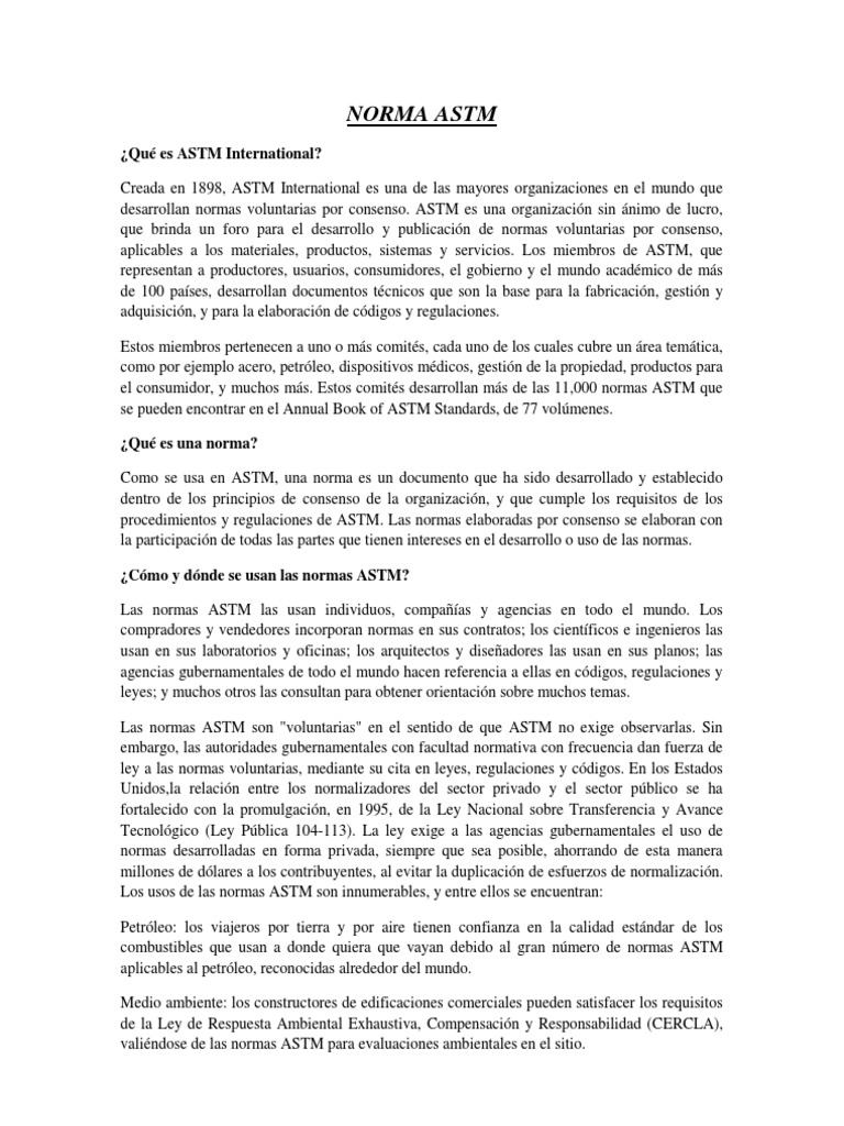 Normas ASTM: Desarrollo y Uso Global | PDF | Ingeniería | Science