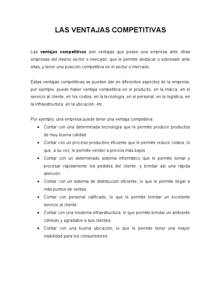 Ventajas Competitivas y Mercado Meta | PDF | Ventaja competitiva ...