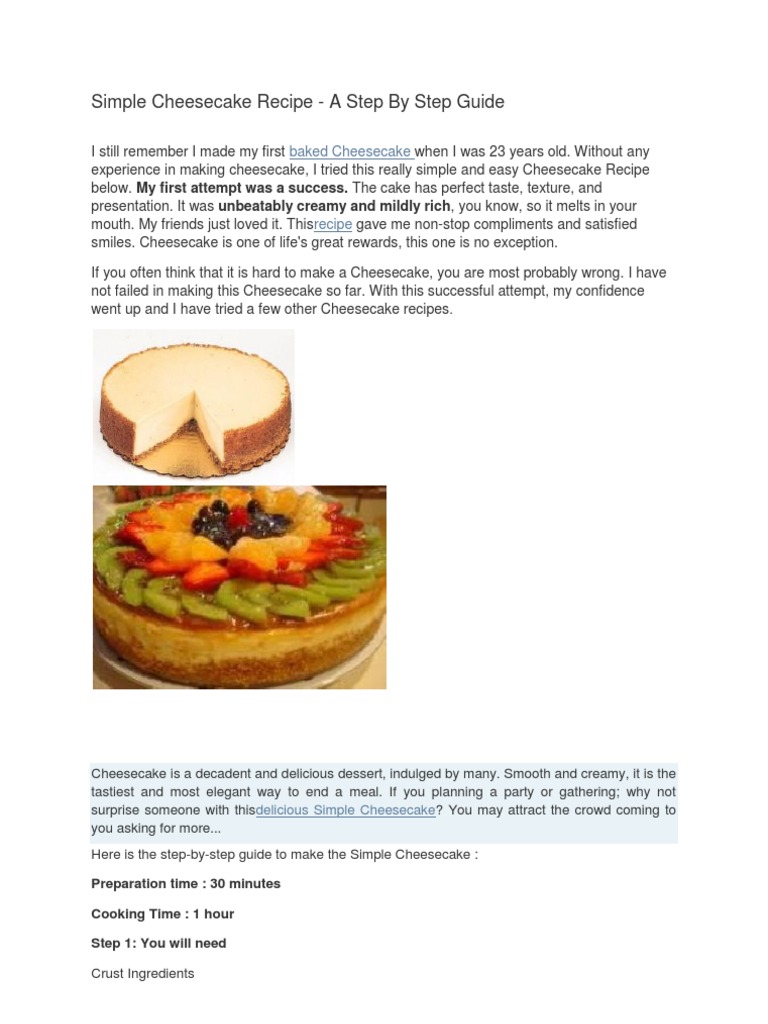 Simple Step-by-Step Cheesecake Recipe | PDF | Cheesecake | Cakes