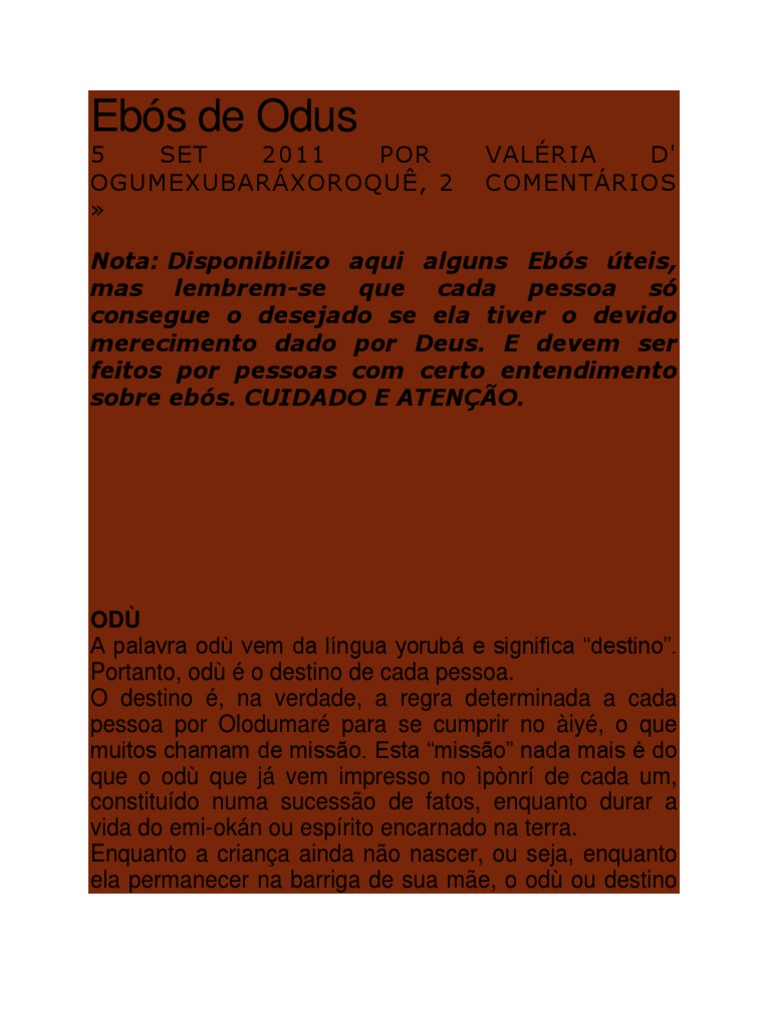 Odus e Seus Significados na Vida | PDF | Religião e crença | Natureza