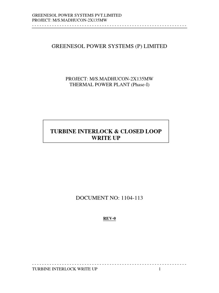 Turbine Interlock System Overview | PDF | Steam | Pump