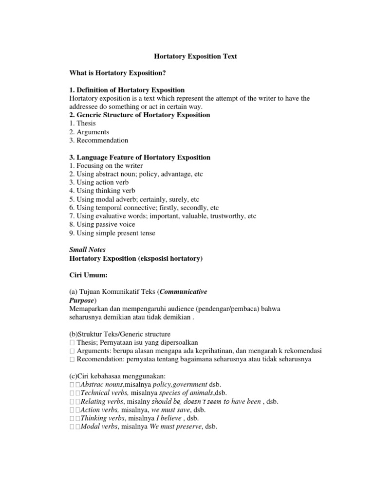 What Is Hortatory Exposition Text
