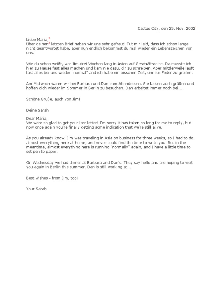 Excellent Letter Writing Samples in German | PDF