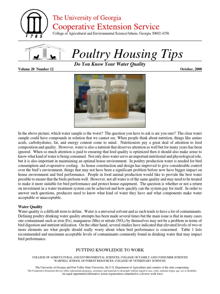 Water Quality Poultry PDF Ph Poultry Farming