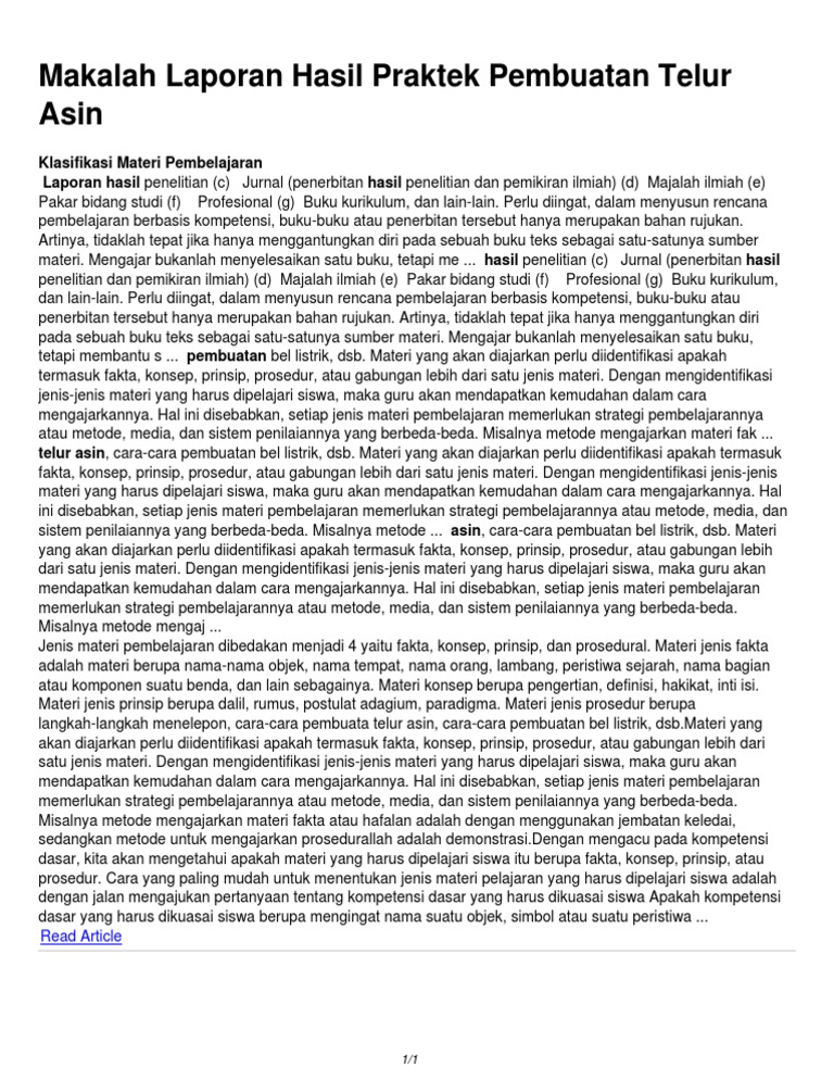 Makalah Laporan Hasil Praktek Pembuatan Telur Asin