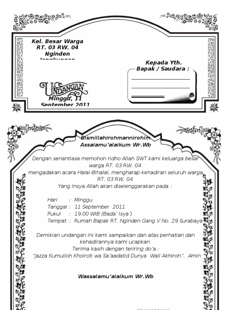 Contoh Undangan Khitanan Ms Word