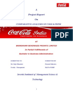 A Project Report On: Comparative Analysis of Coke & Pepsi