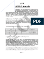 CSP 2013 Analysis: Topic Number of Questions Difficulty Level