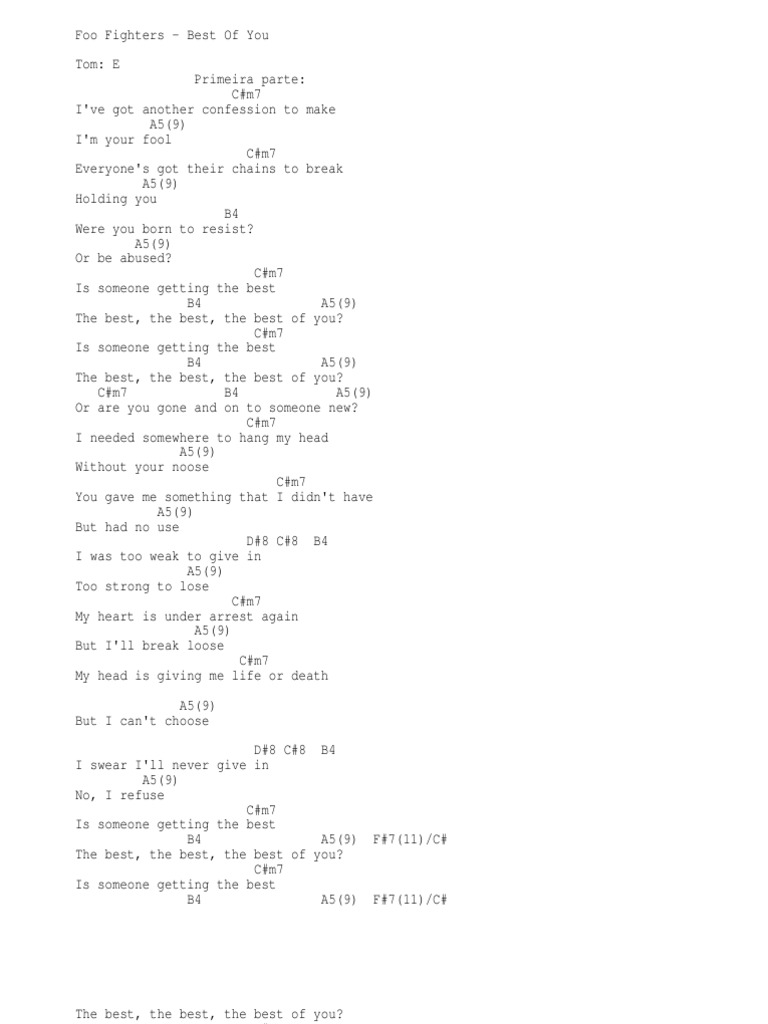 Best Of You - Foo Fighters Chords