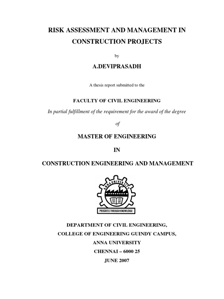 risk management in construction projects thesis