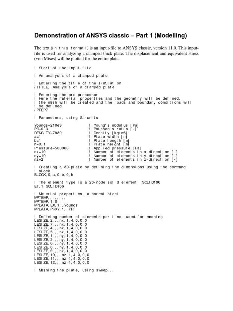 ANSYS Classic | Download Free PDF | Text File | Simulation