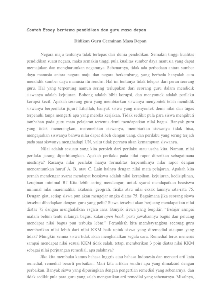 Contoh Essay bertema pendidikan dan guru masa depan.docx