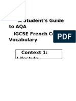 A Student's Guide To AQA - IGCSE French Core Vocab