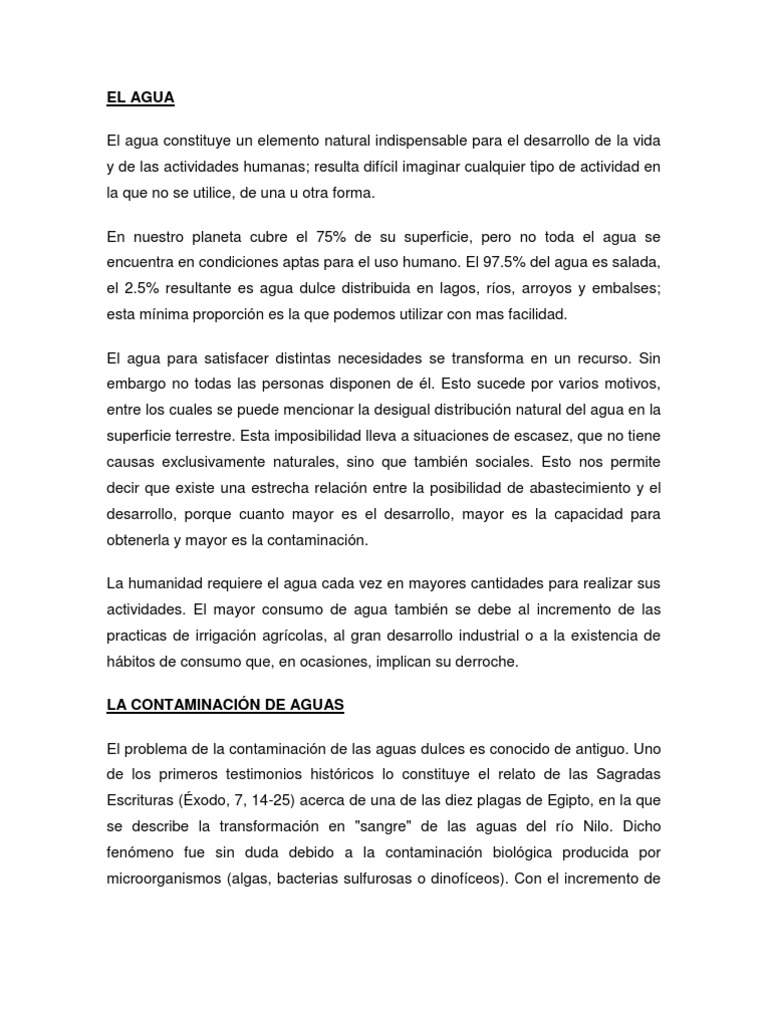 Contaminacion Del Agua | PDF | La contaminación del agua | Contaminación