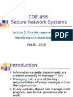 COE 456 Secure Network Systems: Lecture 2: Risk Management (Part I) : Identifying and Assessing Risk