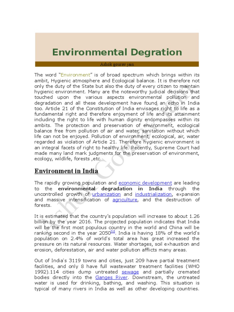 essay about environmental degradation