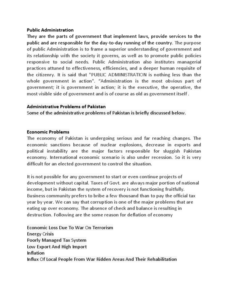 Administrative Challenges in Pakistan | PDF | Pakistan | Agriculture