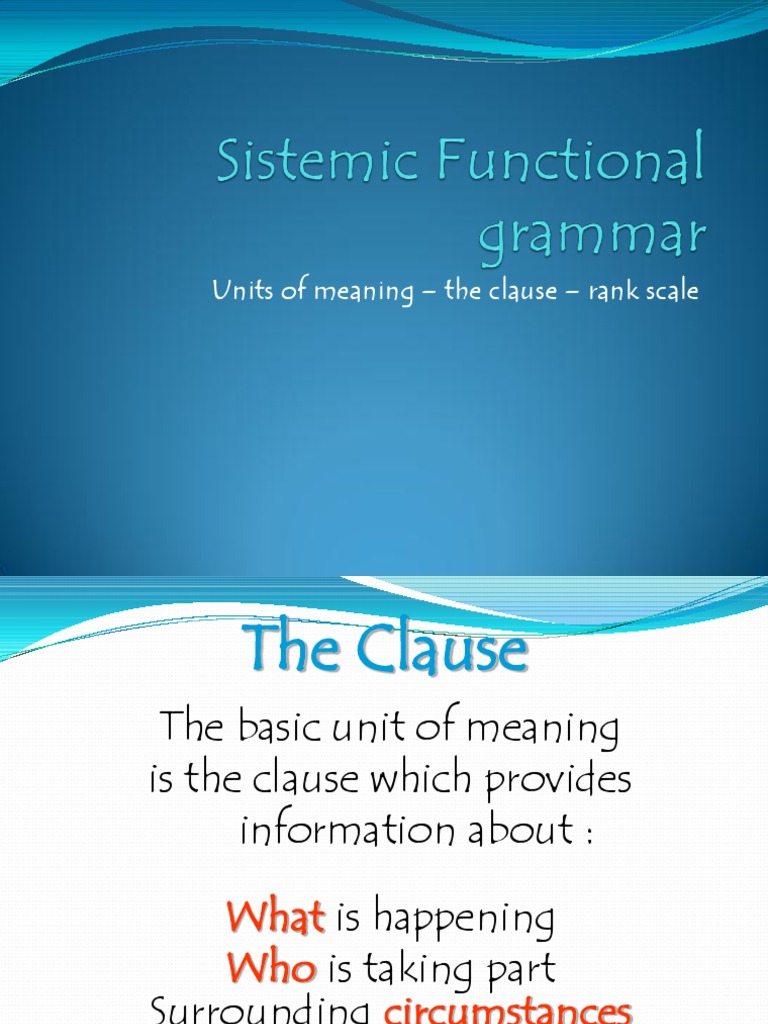 Units of Meaning - The Clause - Rank Scale | PDF