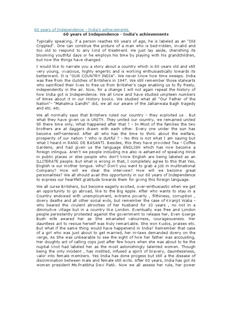 60 Years of Independence - India's Achievements | PDF | Politics