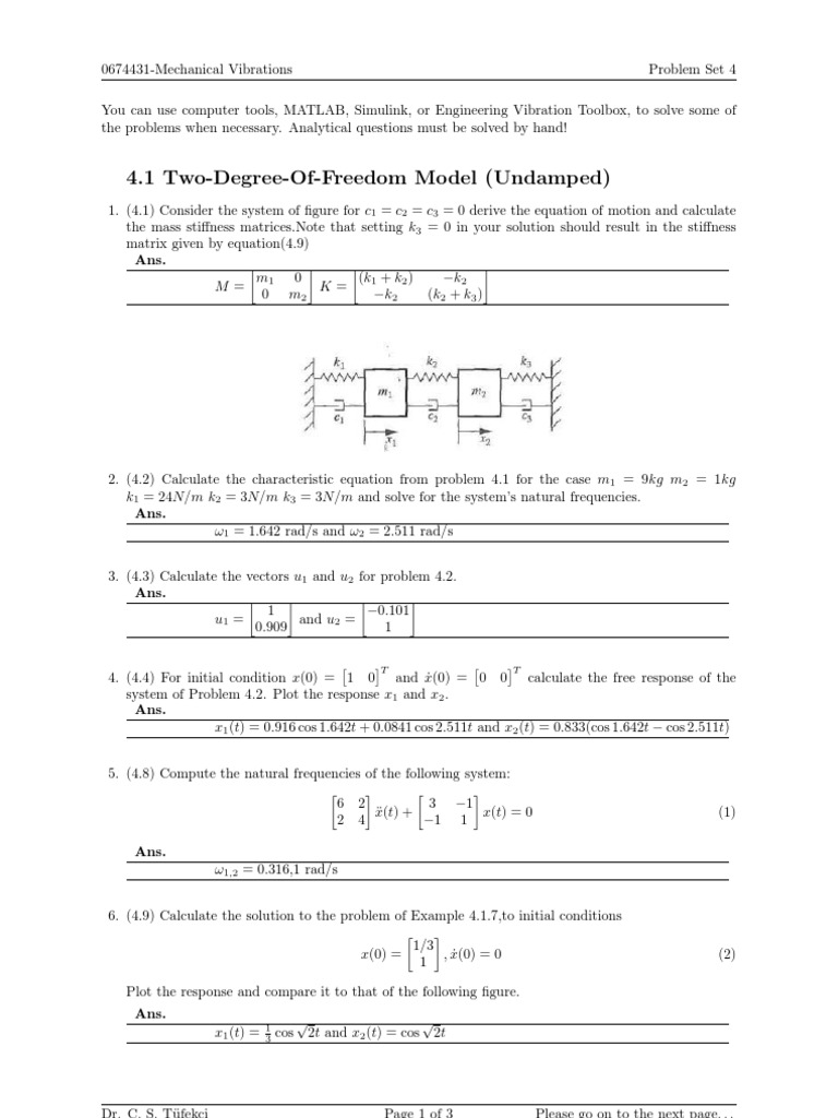 Vibprobset 04 | PDF | Normal Mode | Classical Mechanics