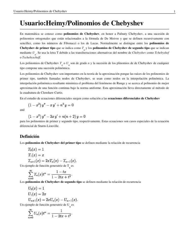 Usuario-Heimy_Polinomios de Chebyshev | Polynomial | Special Functions